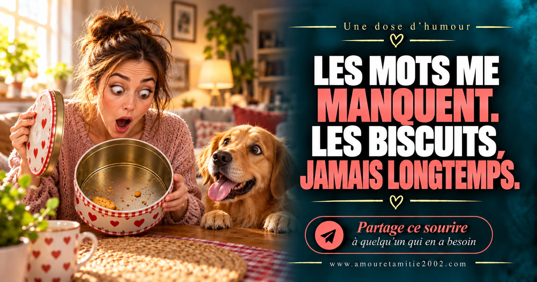 Les mots me manquent. Les biscuits, jamais longtemps.