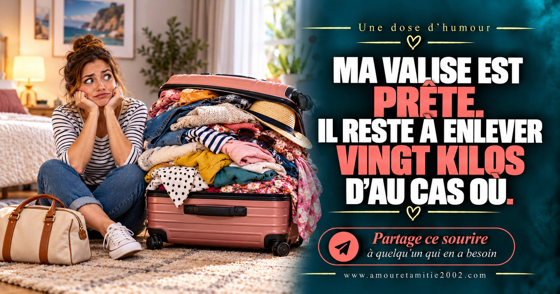 Ma valise est prête. Il reste à enlever vingt kilos d’au cas où.