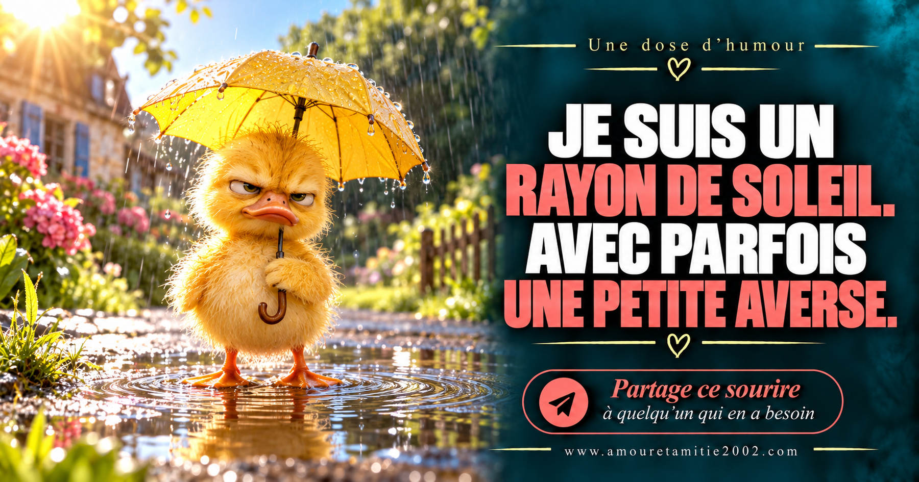 Je suis un rayon de soleil. Avec parfois une petite averse.