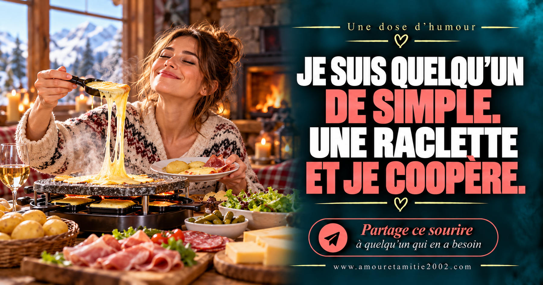 Je suis quelqu’un de simple. Une raclette et je coopère.