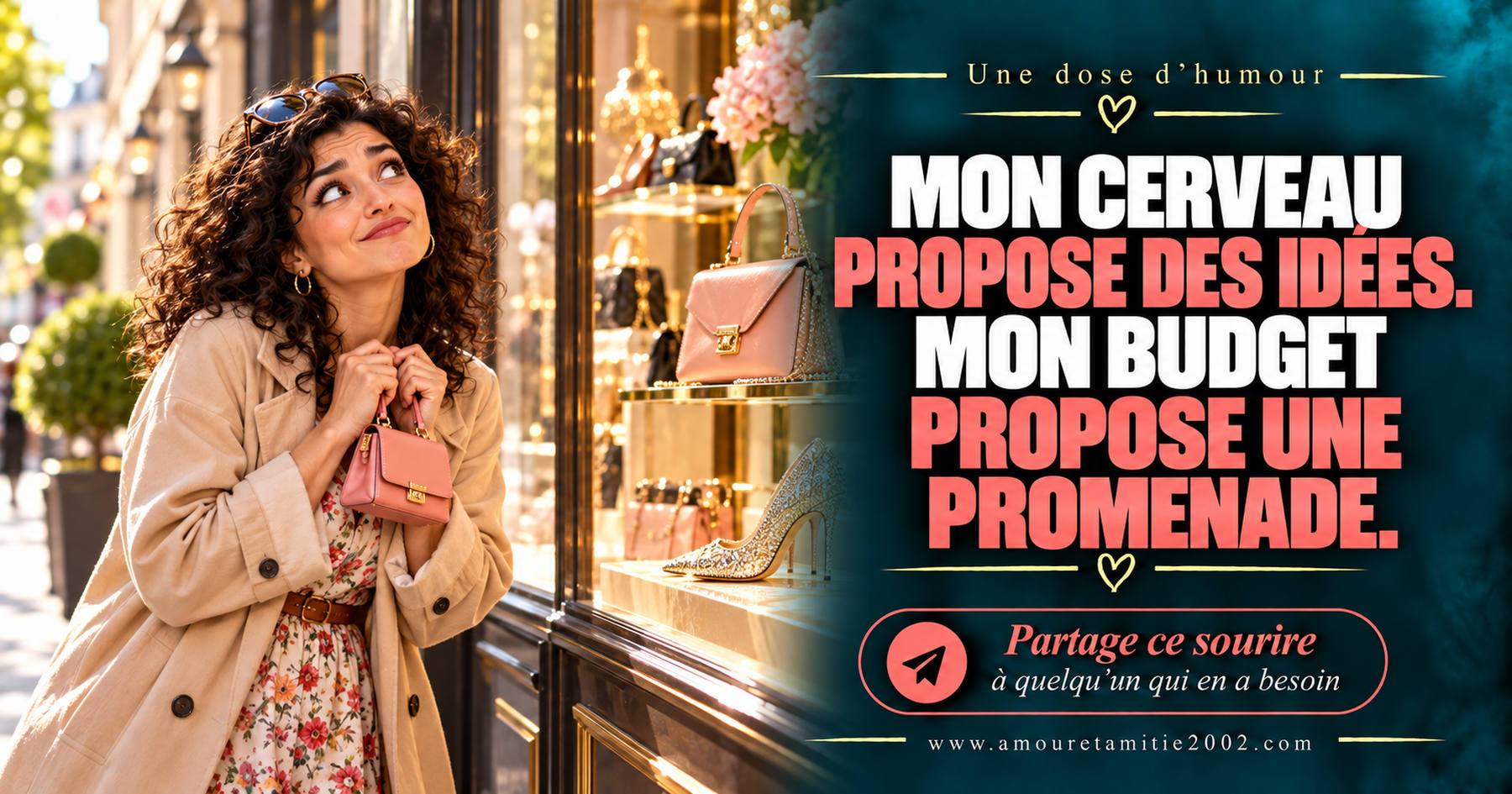 Mon cerveau propose des idées. Mon budget propose une promenade.