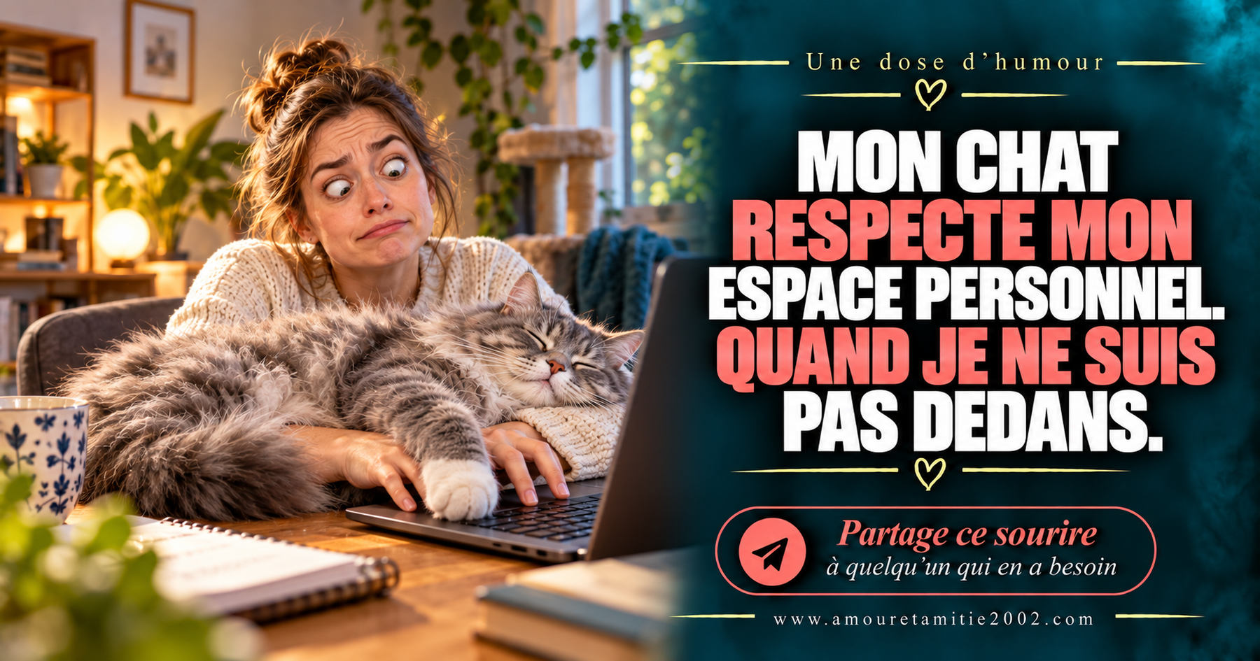 Mon chat respecte mon espace personnel. Quand je ne suis pas dedans.