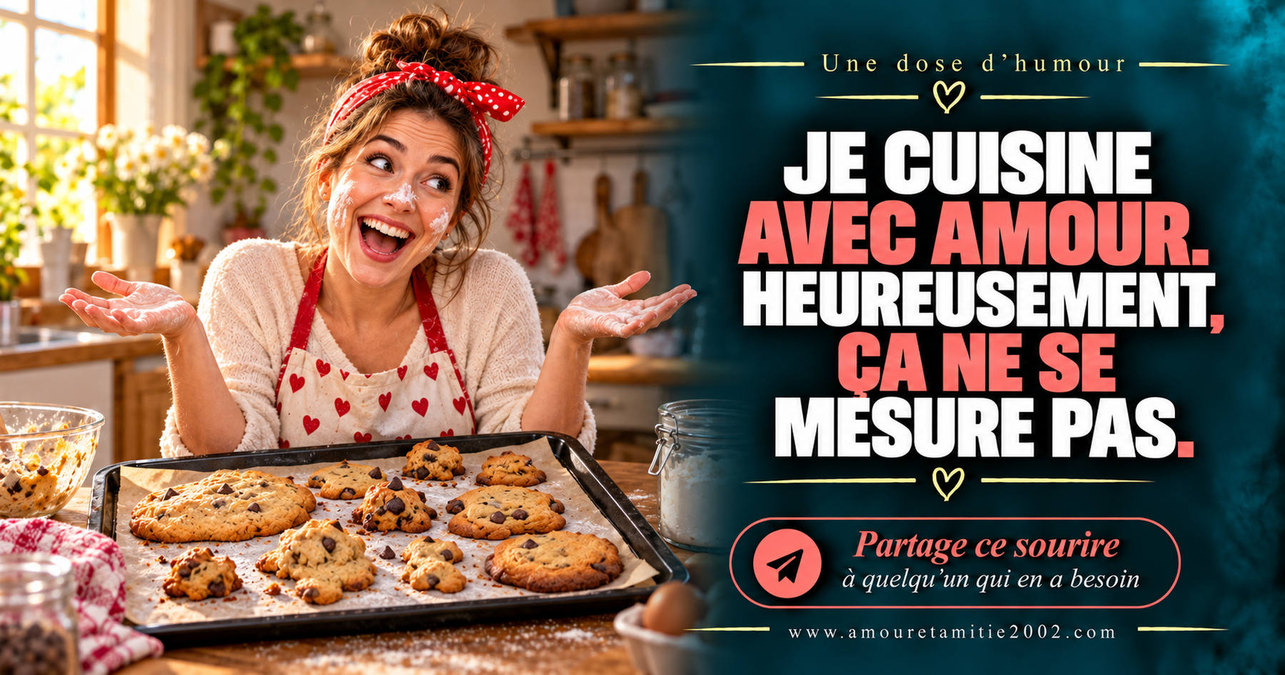 Je cuisine avec amour. Heureusement, ça ne se mesure pas.