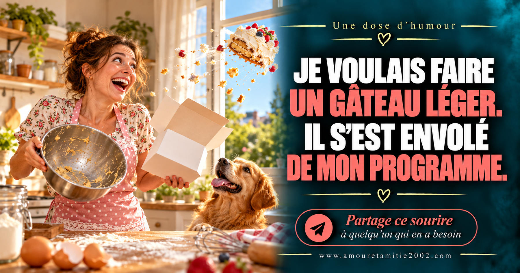 Je voulais faire un gâteau léger. Il s’est envolé de mon programme.