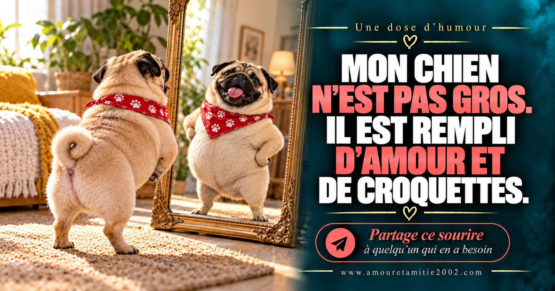 Mon chien n’est pas gros. Il est rempli d’amour et de croquettes.