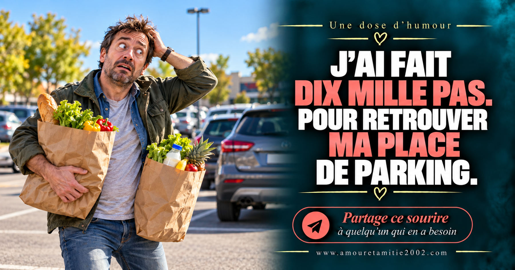 J’ai fait dix mille pas. Pour retrouver ma place de parking.