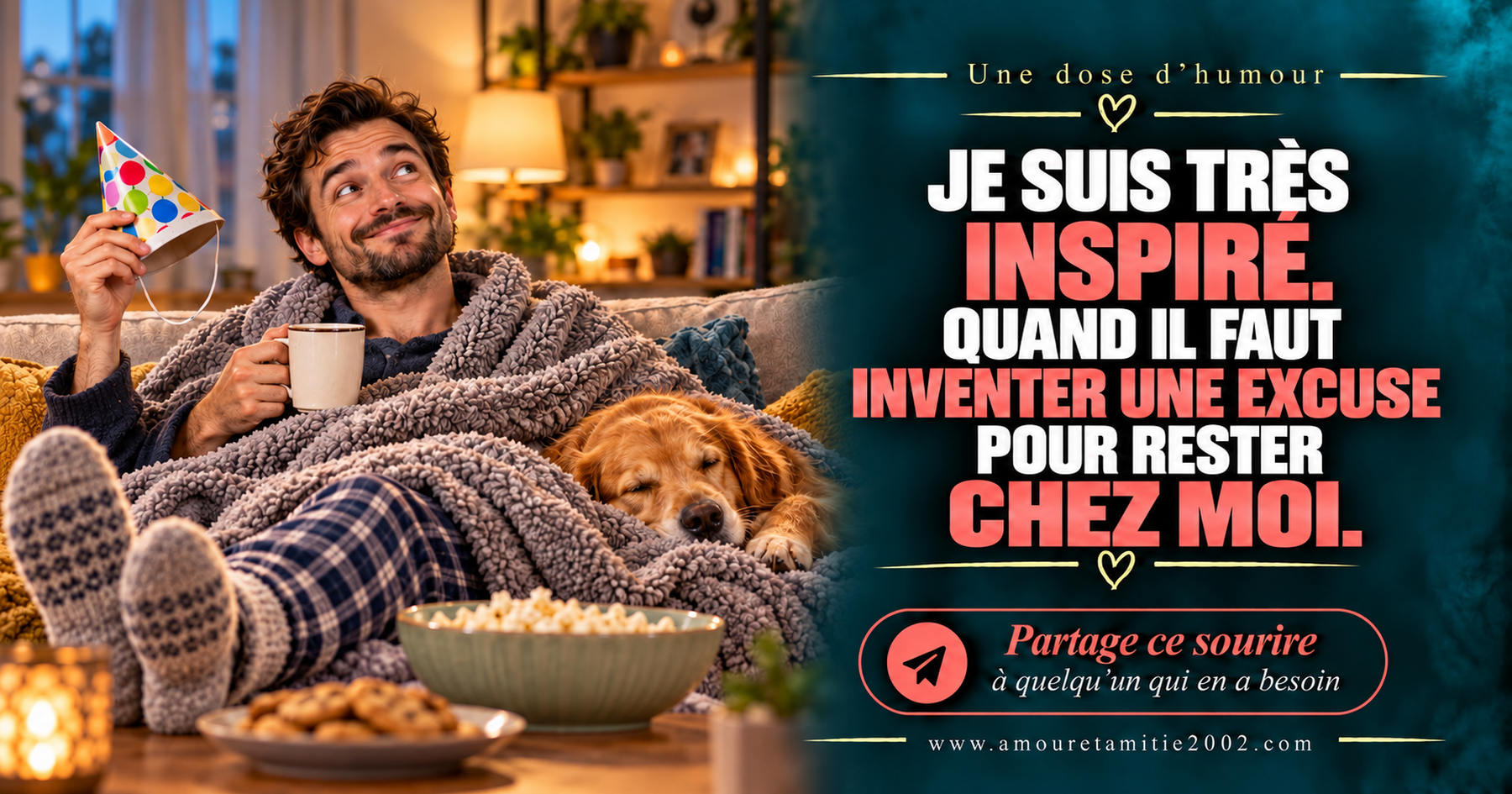 Je suis très inspiré. Quand il faut inventer une excuse pour rester chez moi.