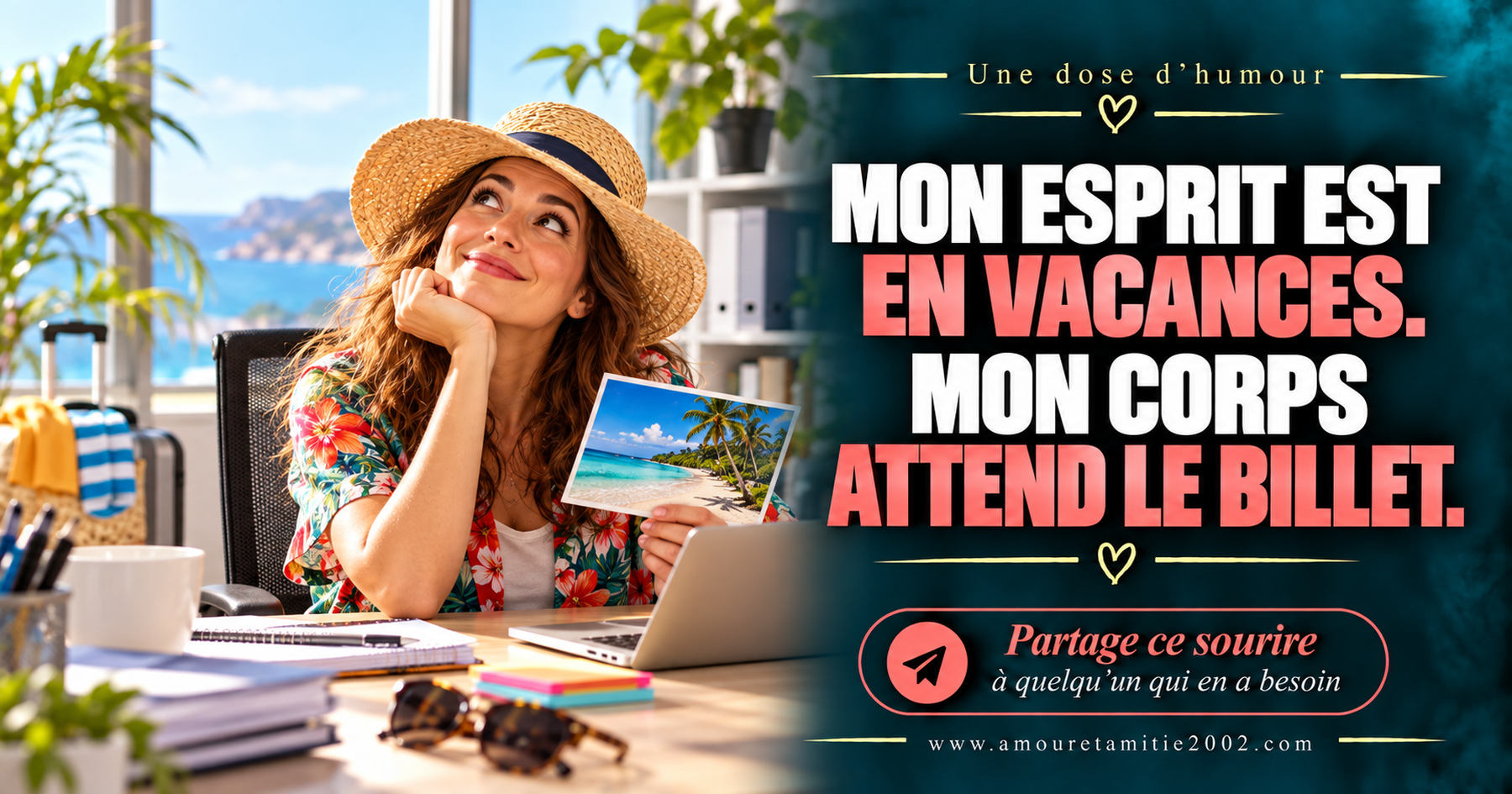 Mon esprit est en vacances. Mon corps attend le billet.