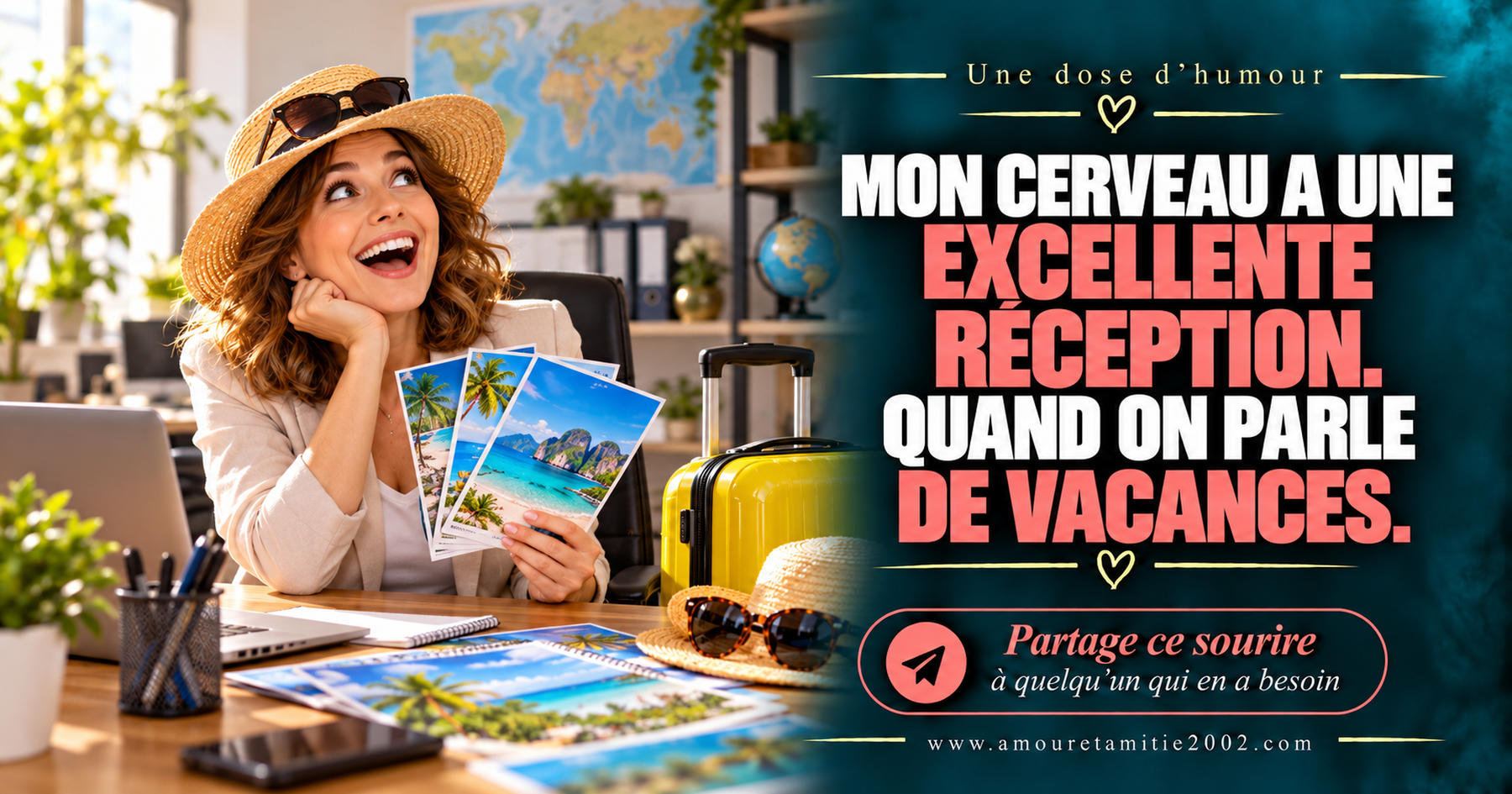 Mon cerveau a une excellente réception. Quand on parle de vacances.