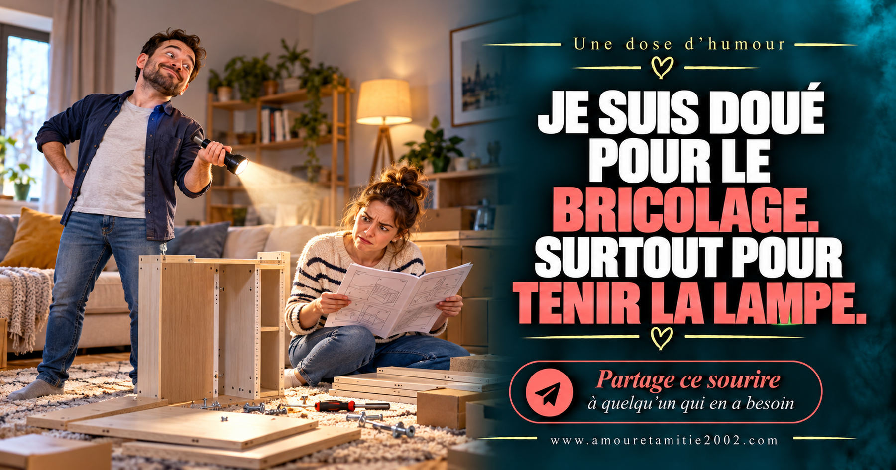 Je suis doué pour le bricolage. Surtout pour tenir la lampe.