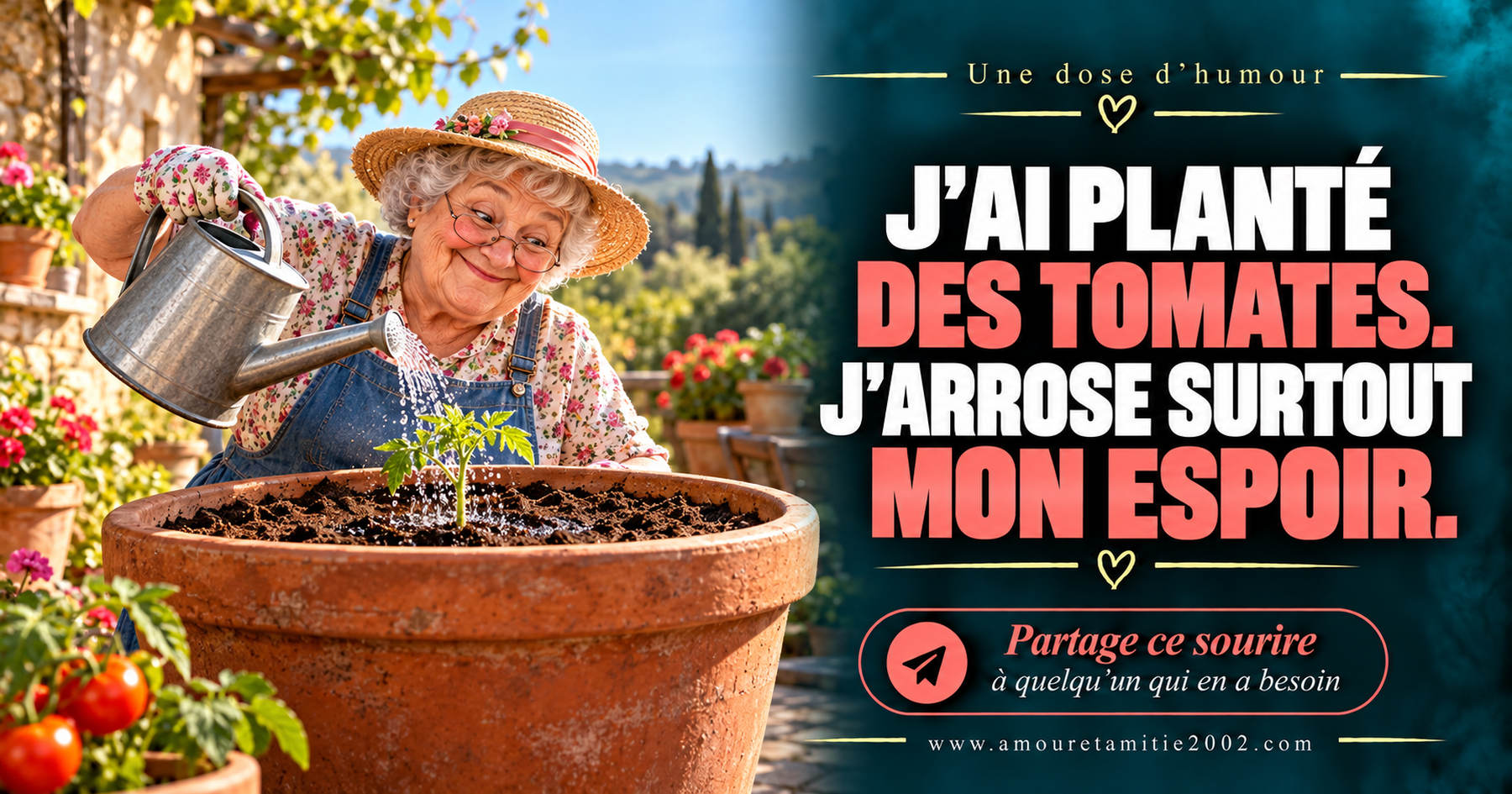 J’ai planté des tomates. J’arrose surtout mon espoir.