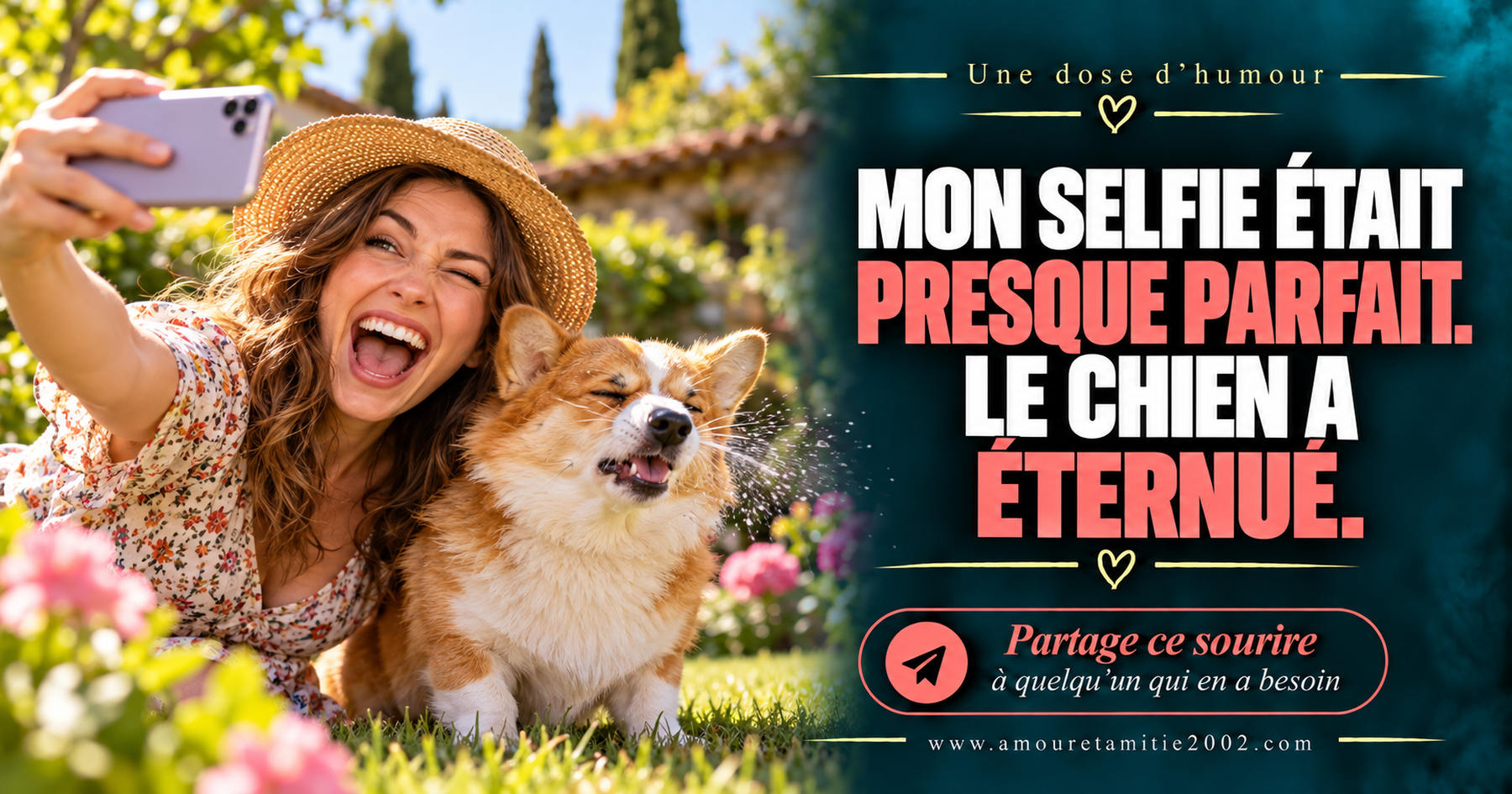 Mon selfie était presque parfait. Le chien a éternué.