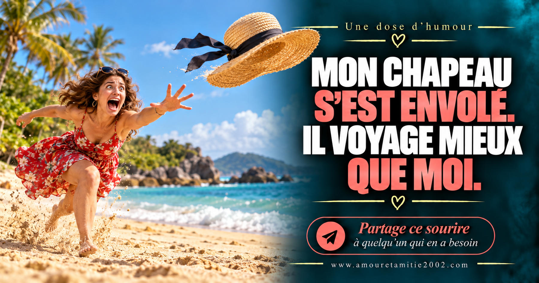 Mon chapeau s’est envolé. Il voyage mieux que moi.