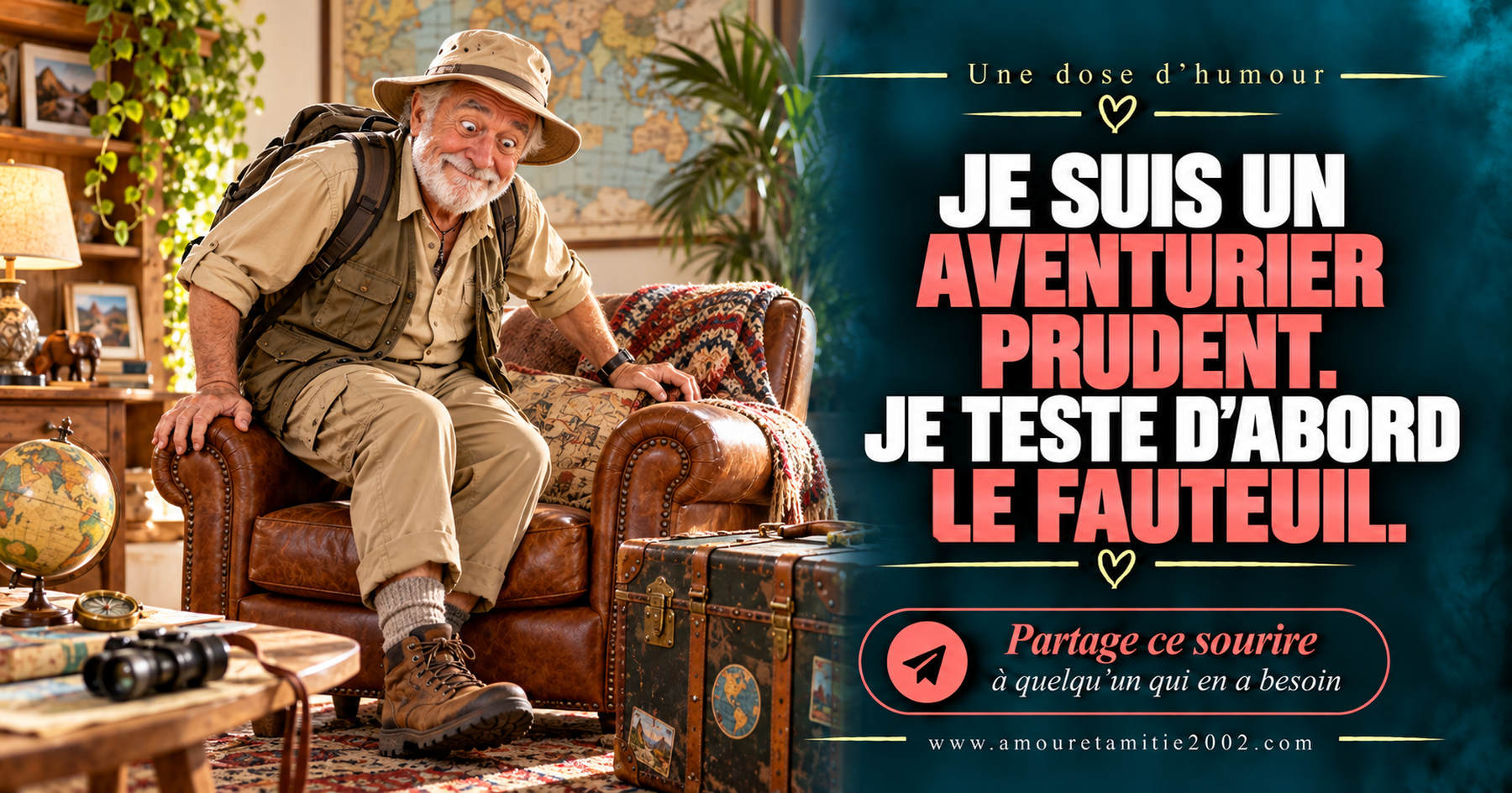 Je suis un aventurier prudent. Je teste d’abord le fauteuil.