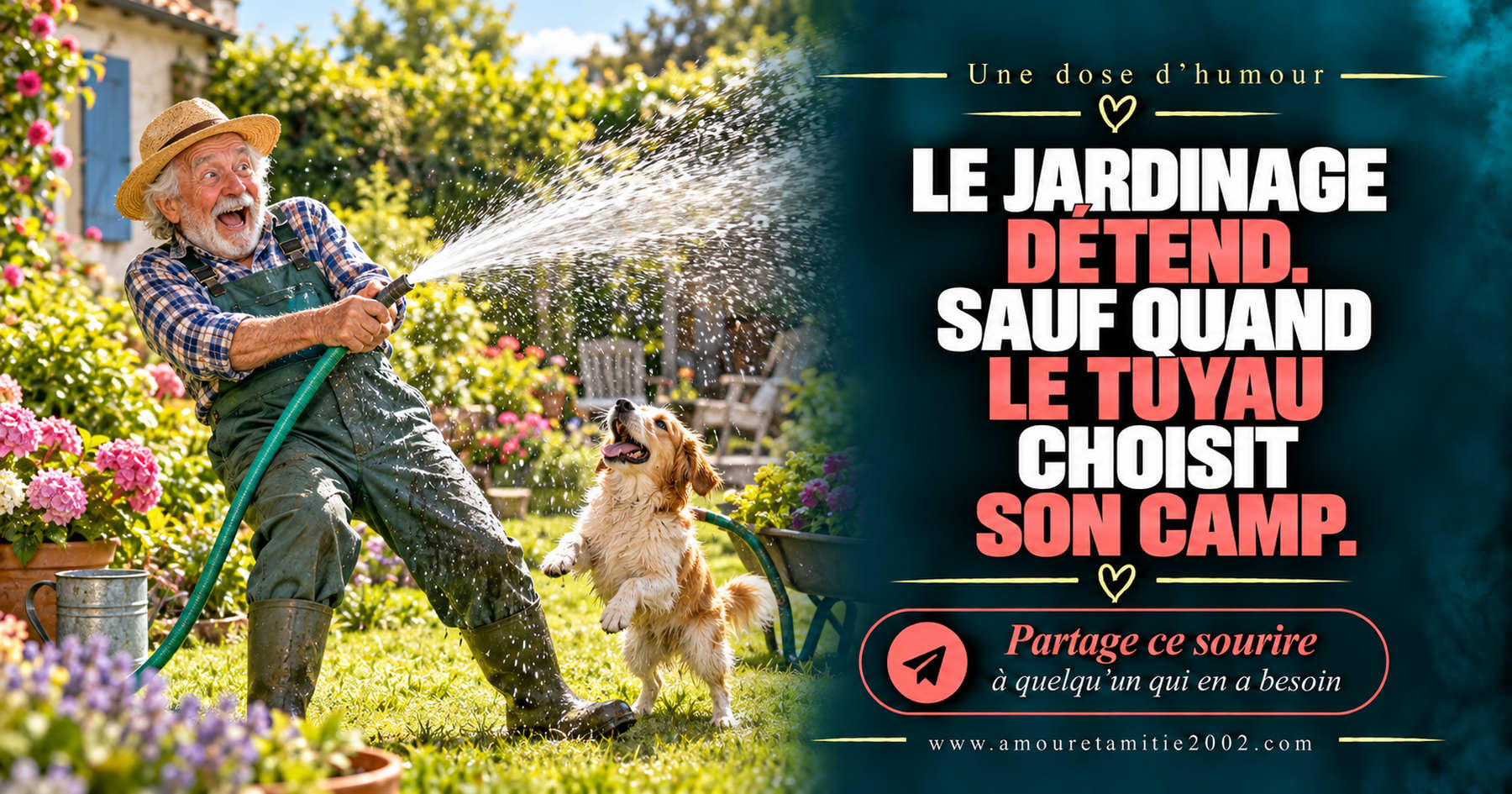 Le jardinage détend. Sauf quand le tuyau choisit son camp.