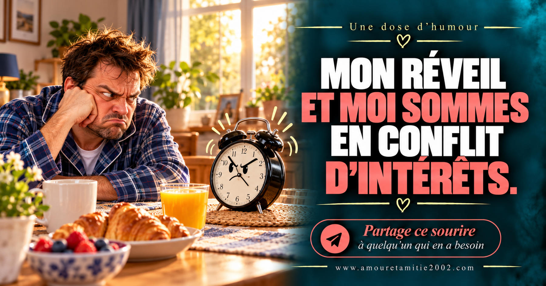 Mon réveil et moi sommes en conflit d’intérêts.