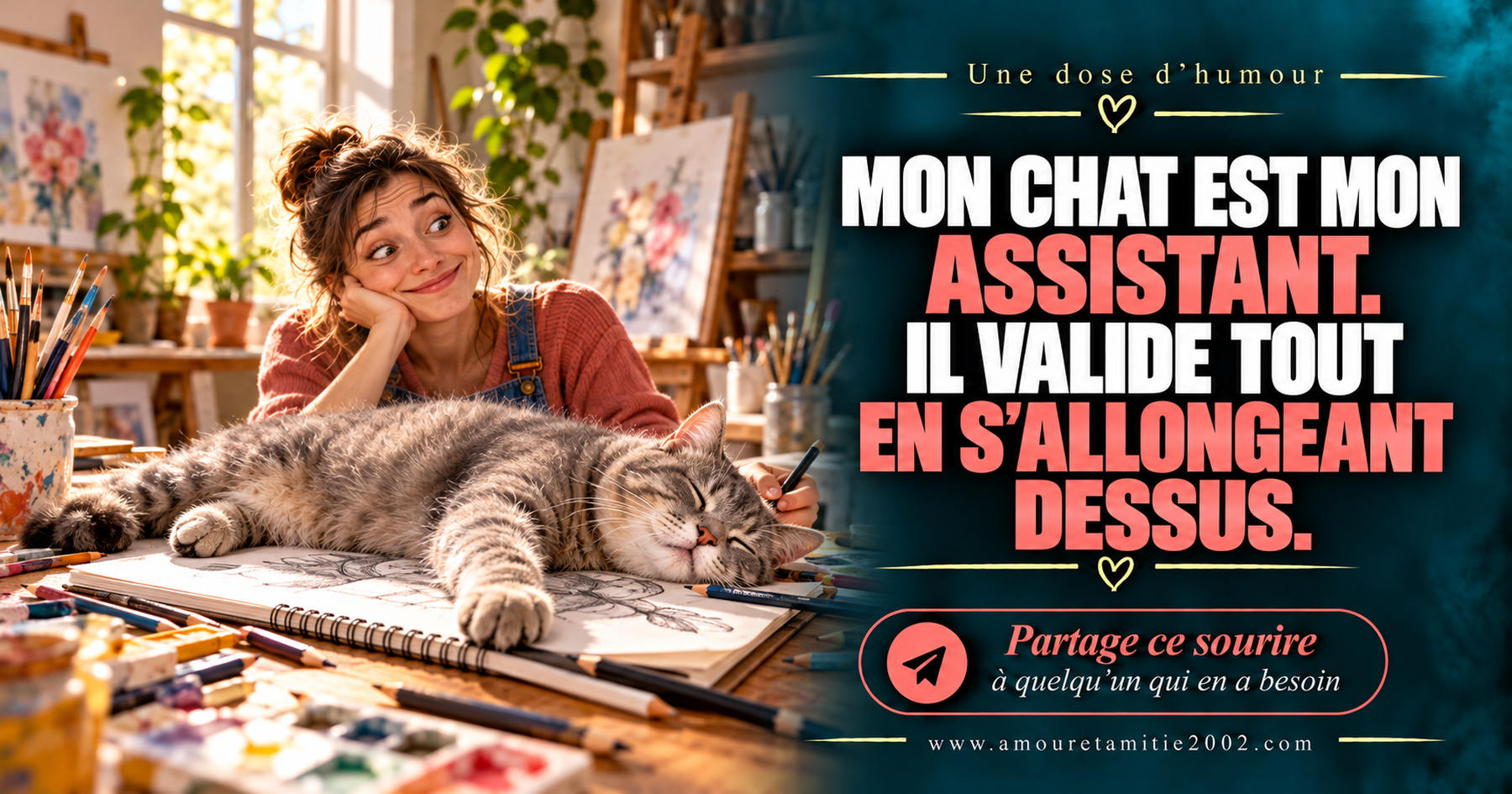 Mon chat est mon assistant. Il valide tout en s’allongeant dessus.