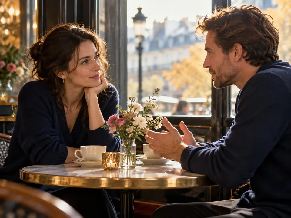 Deux personnes prennent le temps de s’écouter autour d’un café