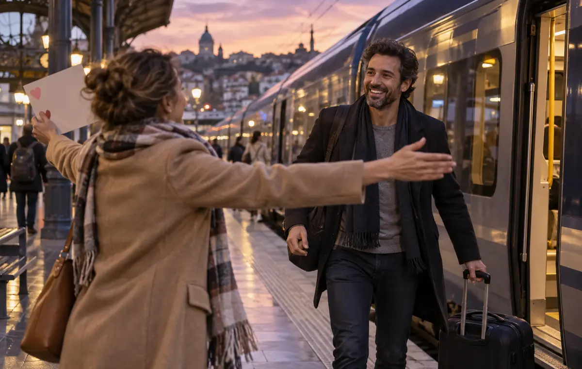 Des retrouvailles chaleureuses sur le quai d’une gare