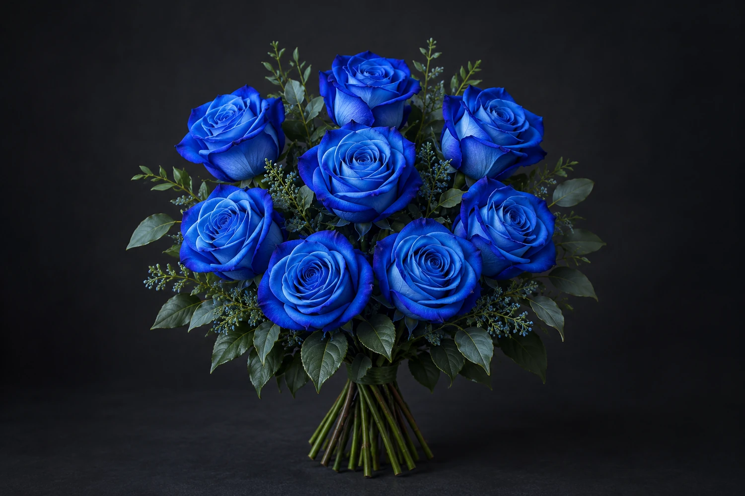 Bouquet de roses bleue, fleurs entières