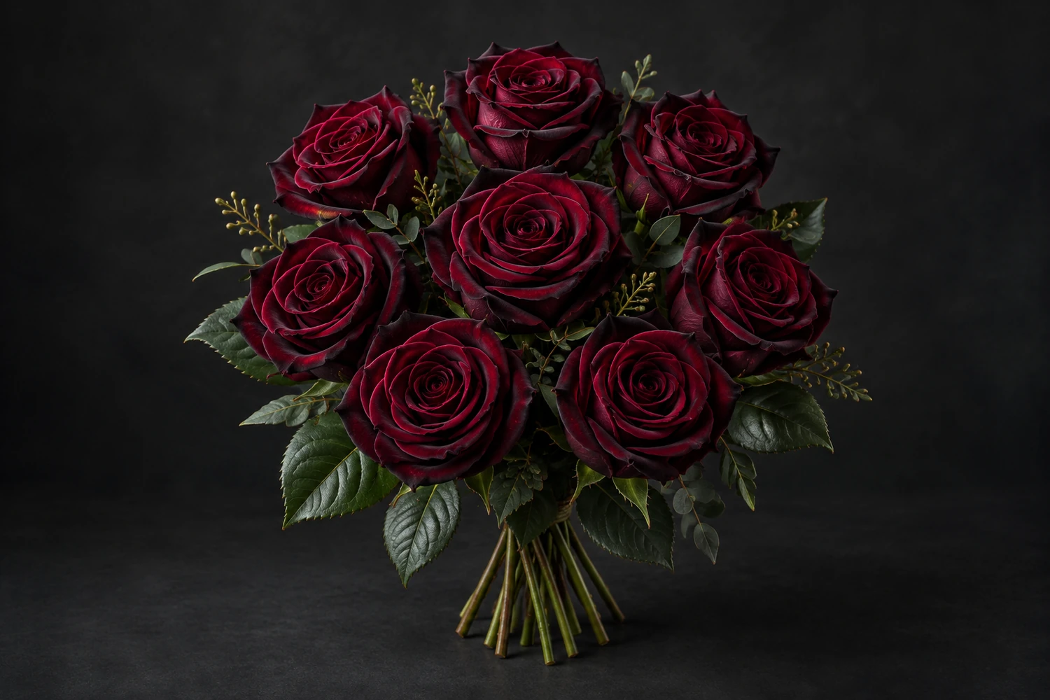 Bouquet de roses noire, fleurs entières