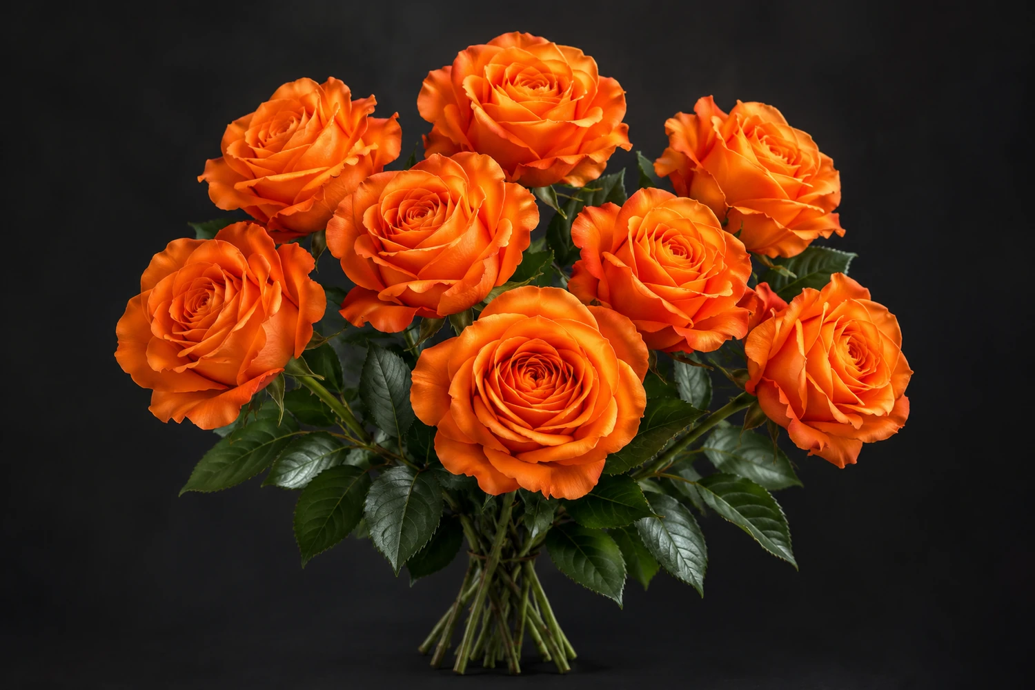 Bouquet de roses orange, fleurs entières