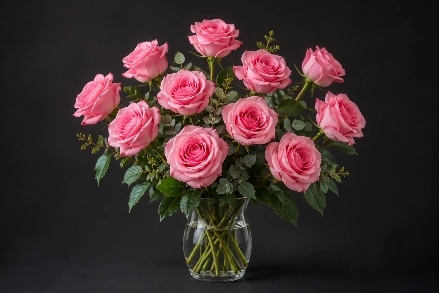 Bouquet de roses rose, fleurs entières