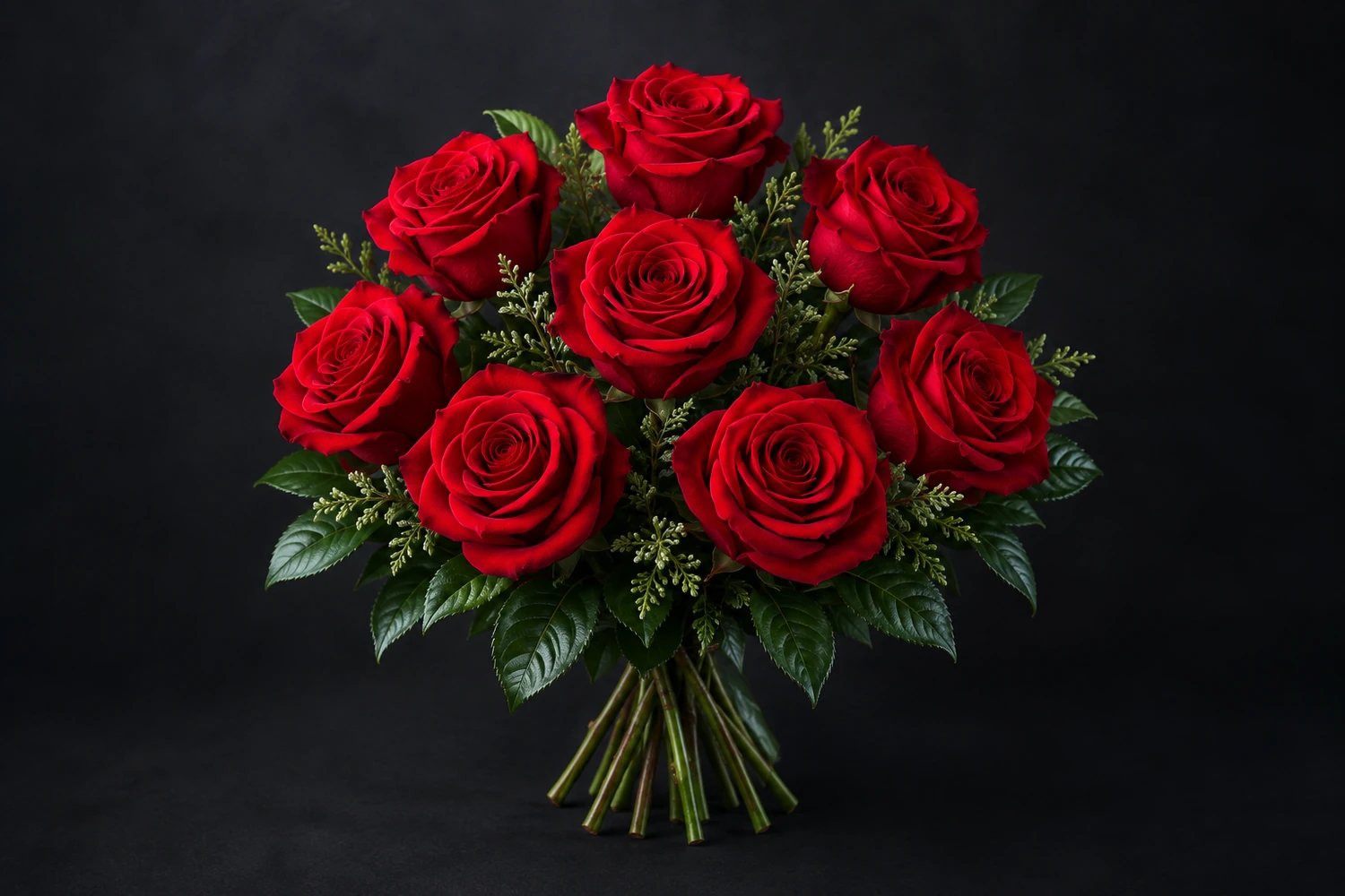 Bouquet de roses rouge, fleurs entières