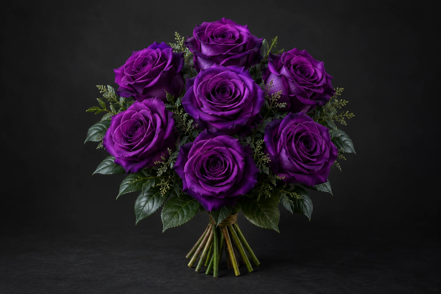 Bouquet de roses violette, fleurs entières