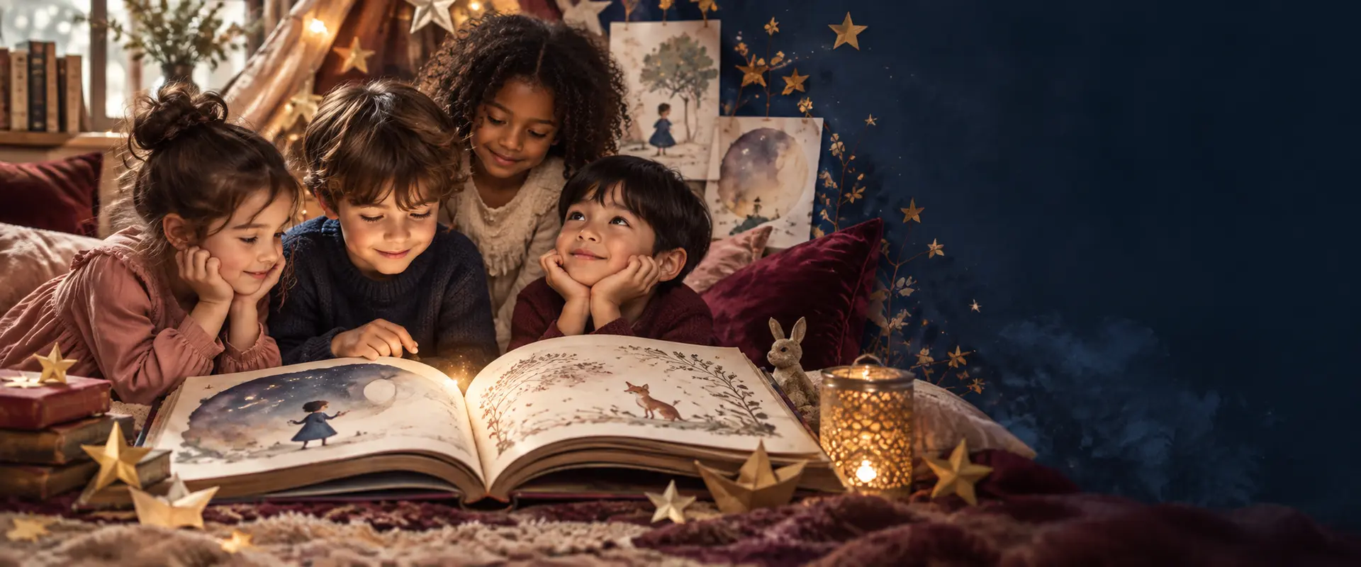 Livre illustré et objets poétiques évoquant l’enfance