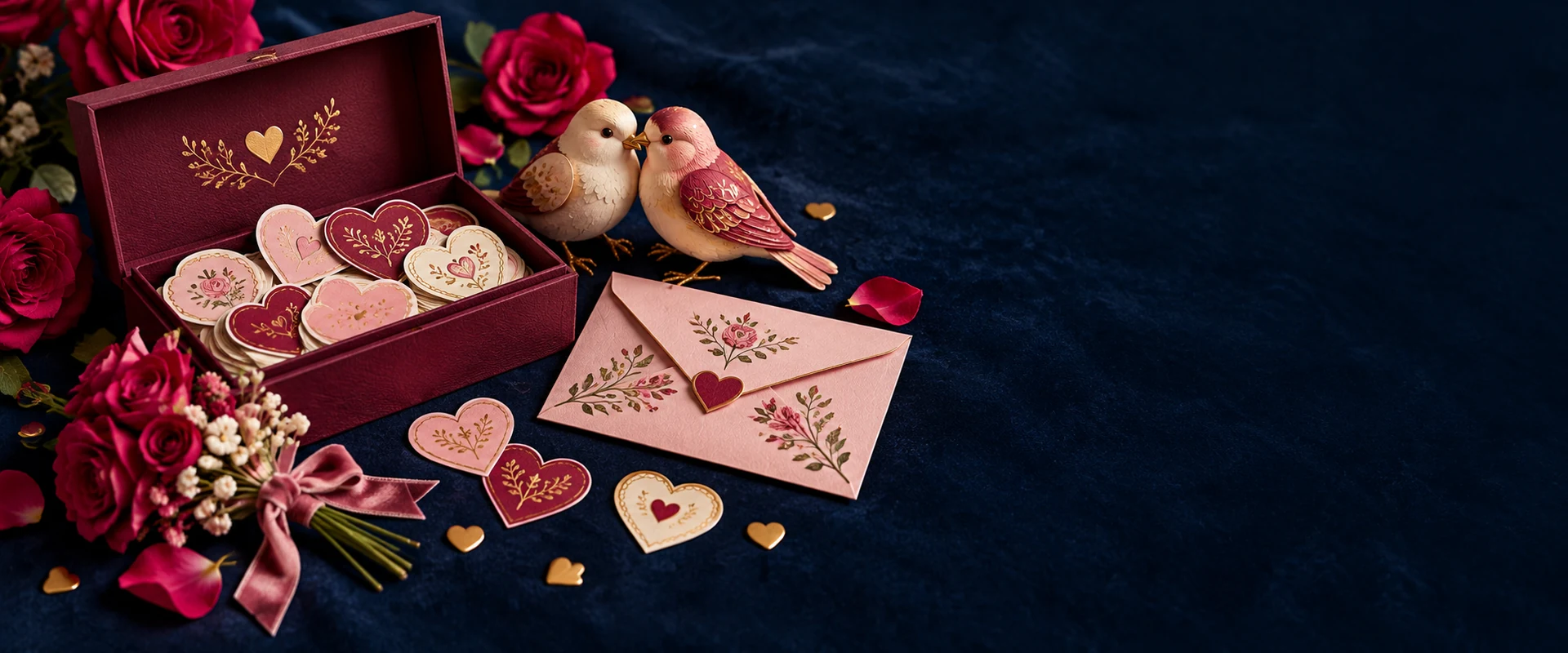 Composition romantique pour accompagner un message d’amour
