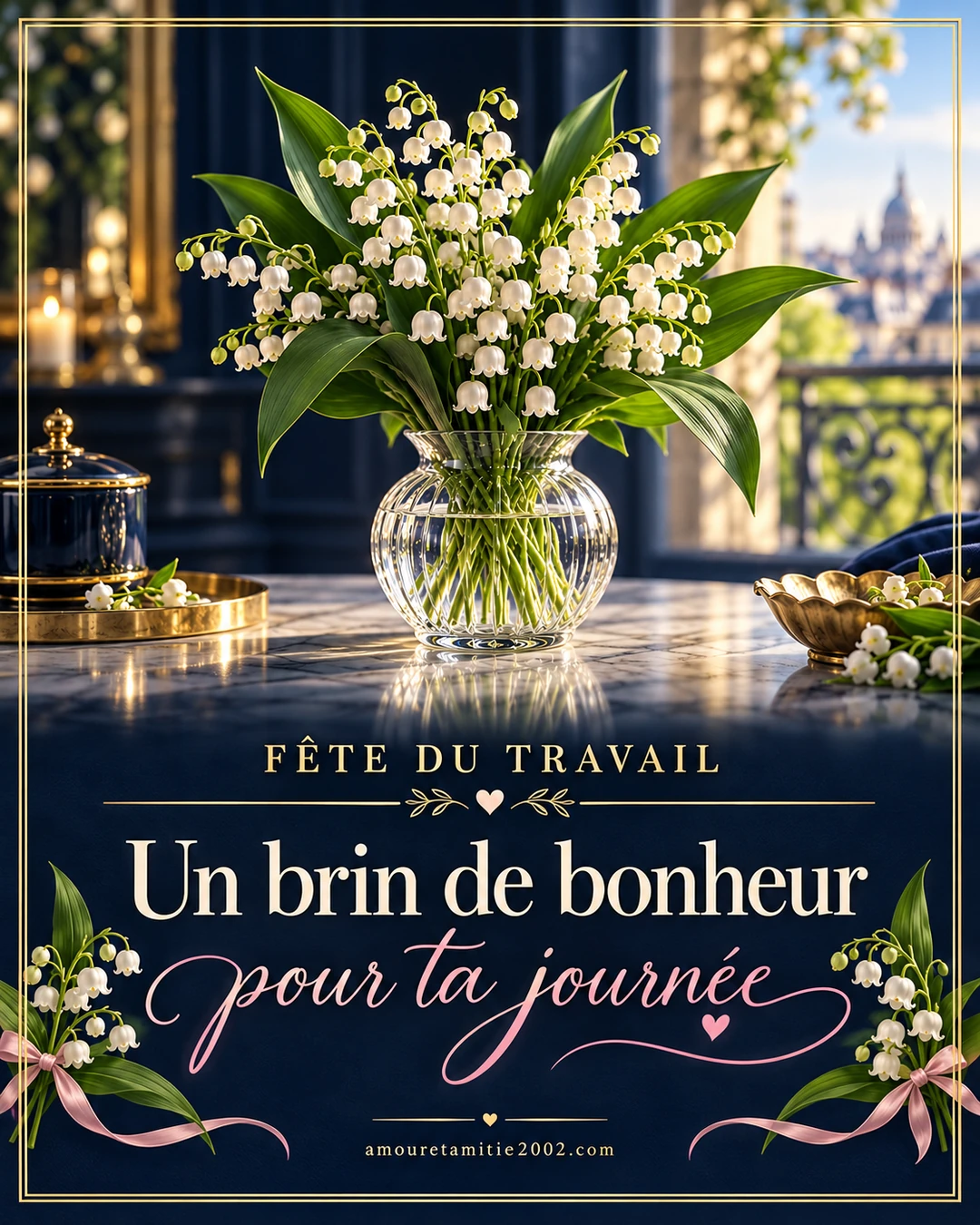 Carte illustrée Fête du Travail avec un message à partager