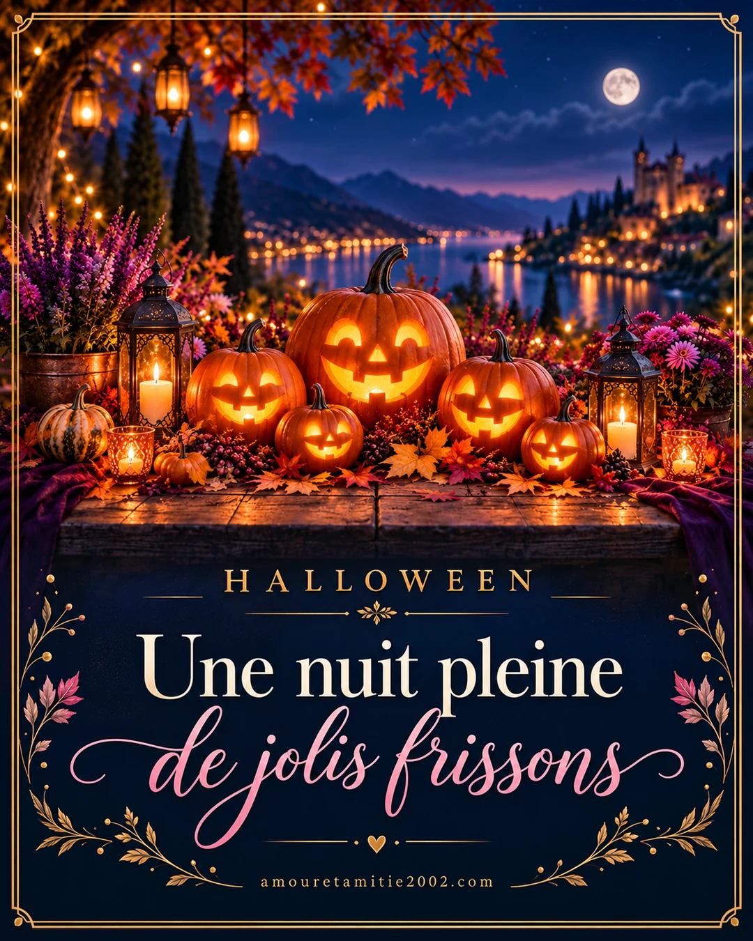 Carte illustrée Halloween avec un message à partager
