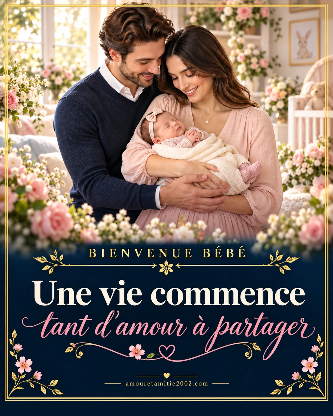 Des parents tendres entourant leur nouveau-né