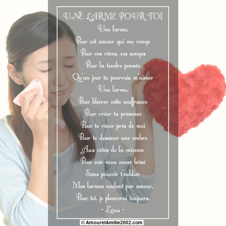 poeme une larme pour toi